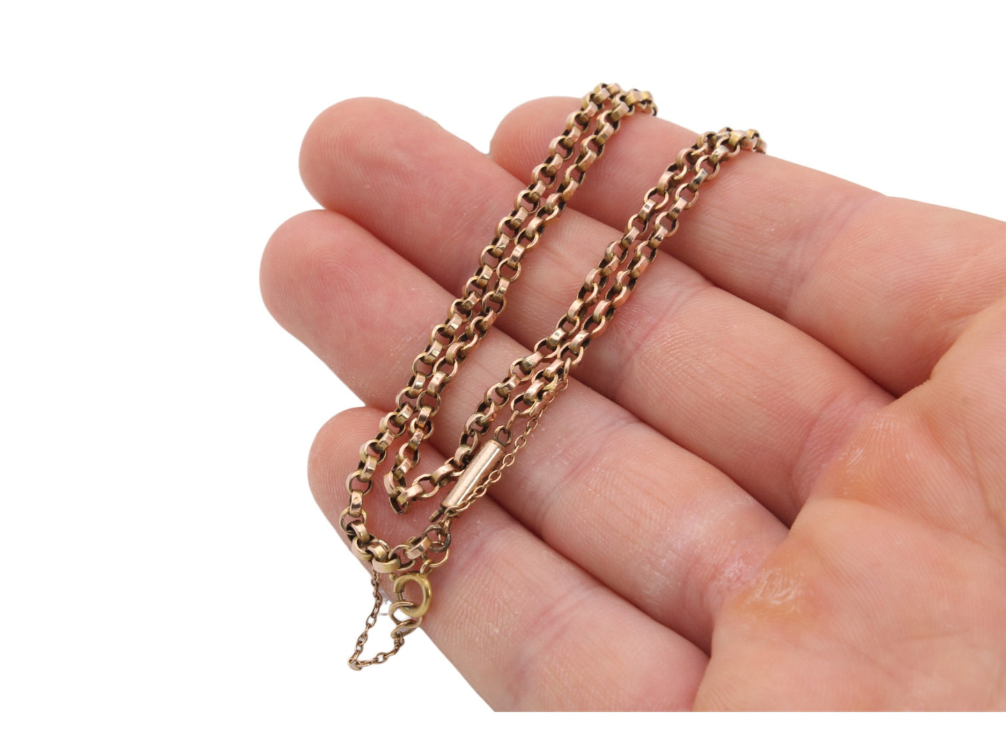 Antique 9ct Gold Belcher Link Necklace, 26"