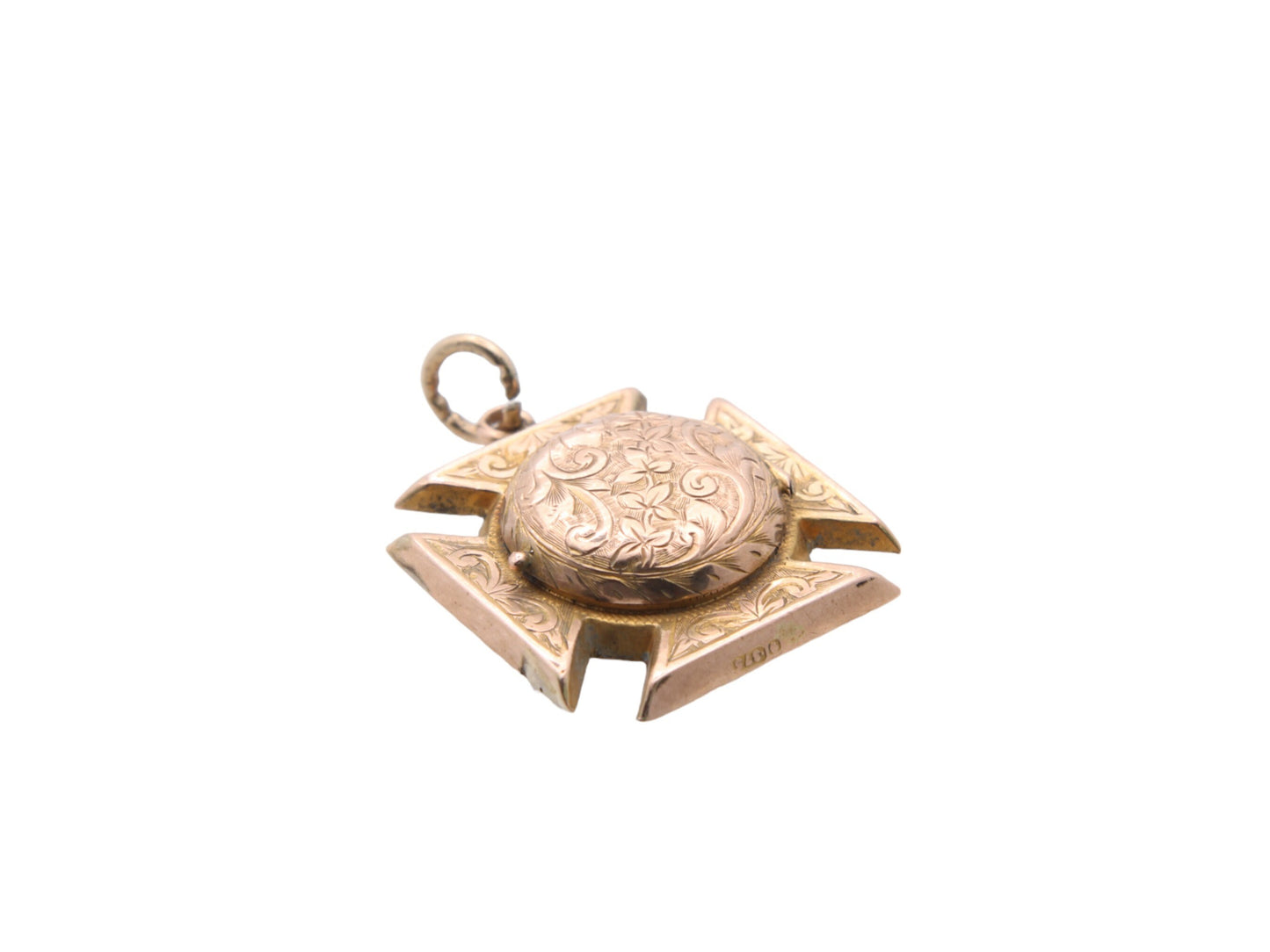 Antique 9ct Gold Maltese Cross Pendant Hidden Locket