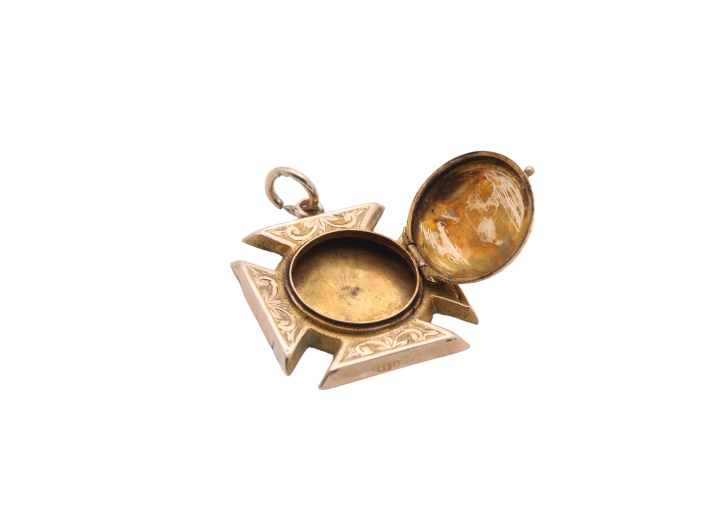 Antique 9ct Gold Maltese Cross Pendant Hidden Locket