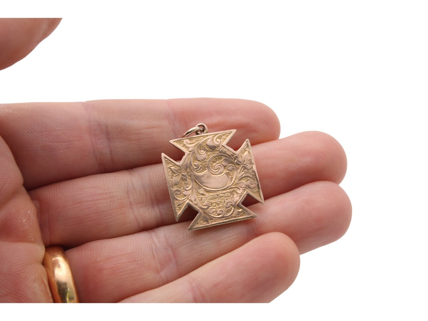Antique 9ct Gold Maltese Cross Pendant Hidden Locket