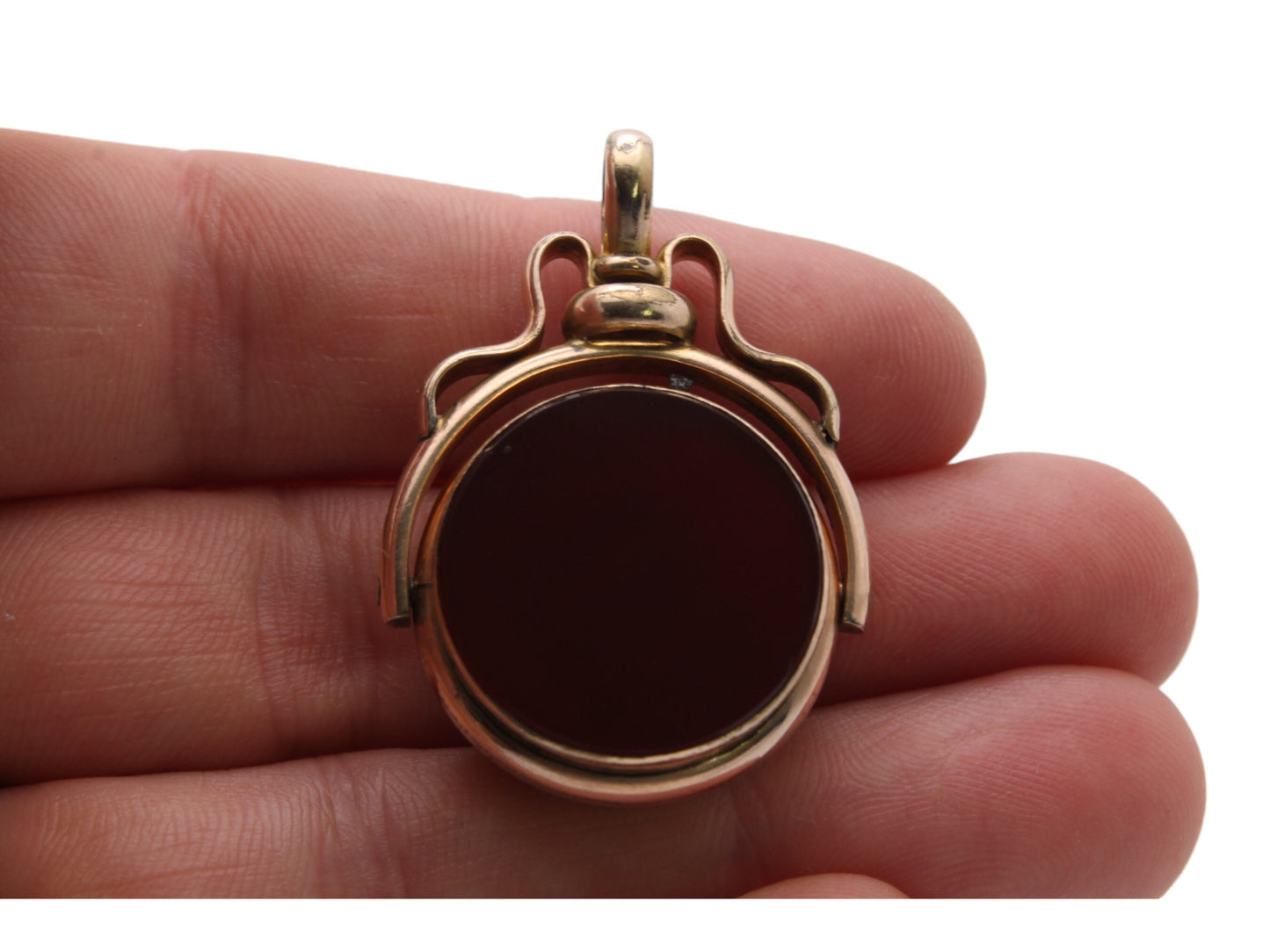 Antique 9ct Rolled Gold Movable Roulette Spinner Pendant