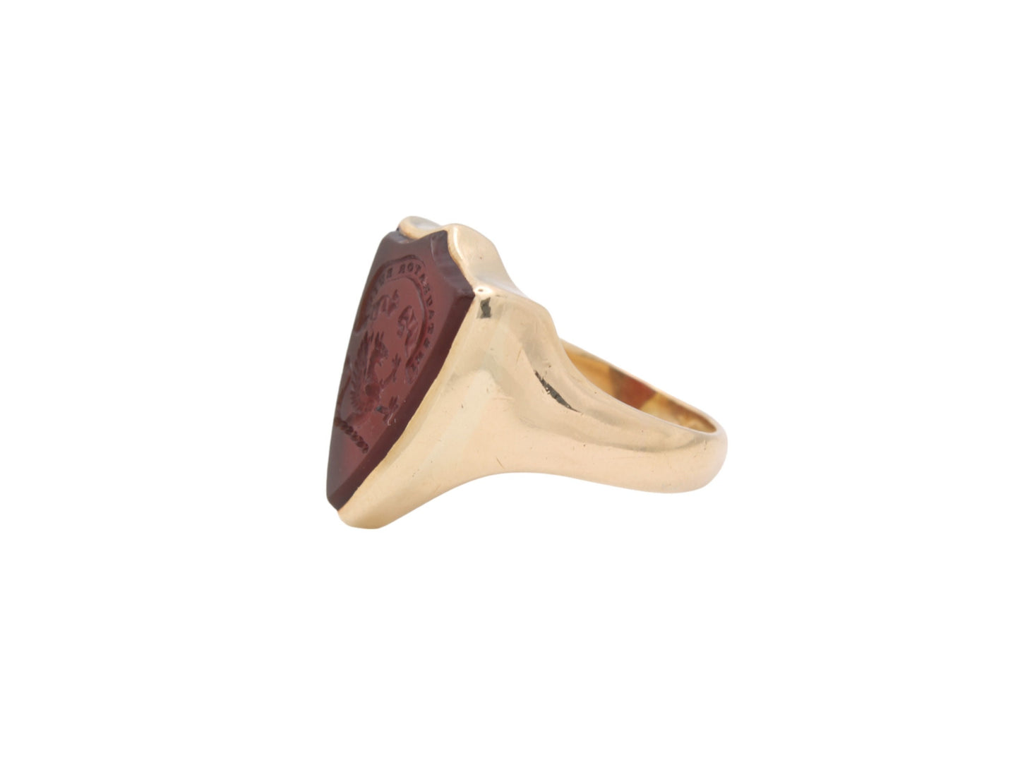 Antique 18ct Gold Carnelian Intaglio Shield Griffin Signet Ring