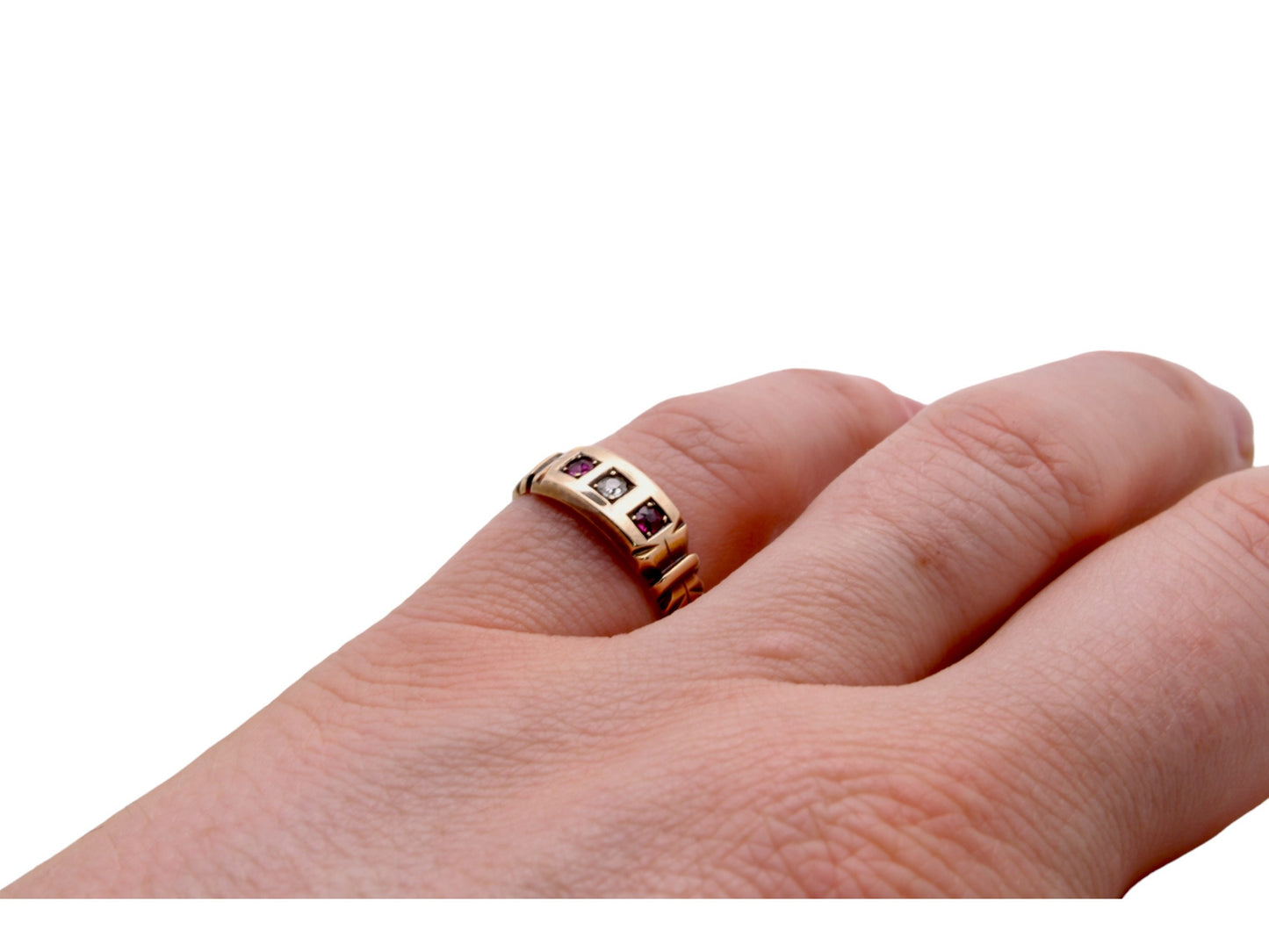 Antique Victorian 18ct Gold, Diamond and Ruby Gypsy Ring