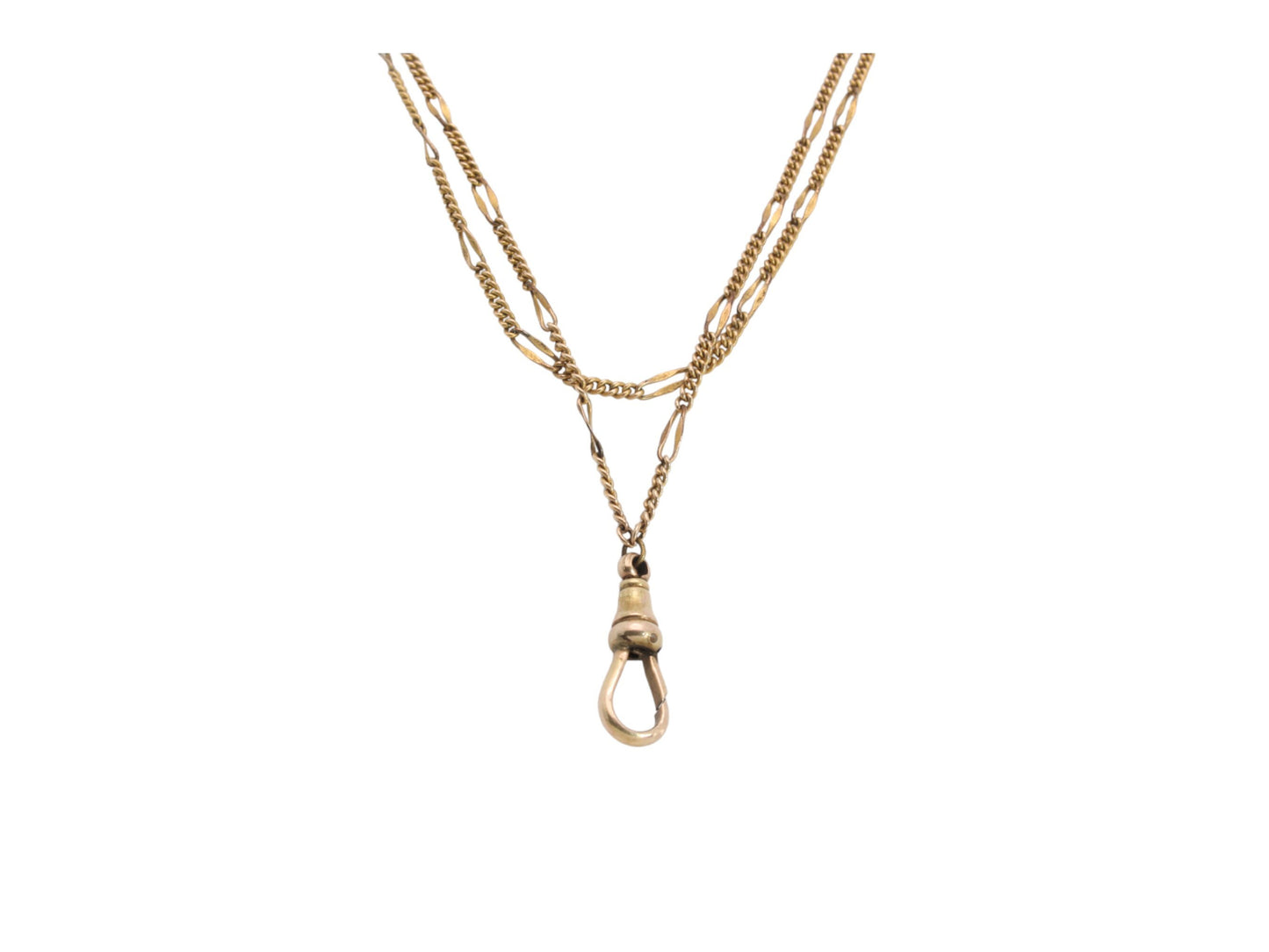 Antique 9ct Rolled Gold Fancy Link Long Guard Necklace 54"