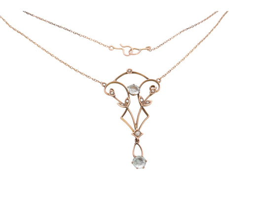 Antique 10ct Gold Paste Necklace Pendant