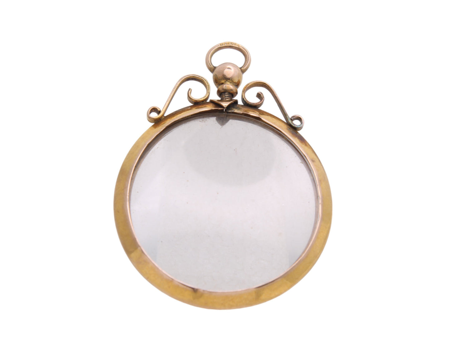 Antique 9ct Gold Glass Photo Locket Pendant