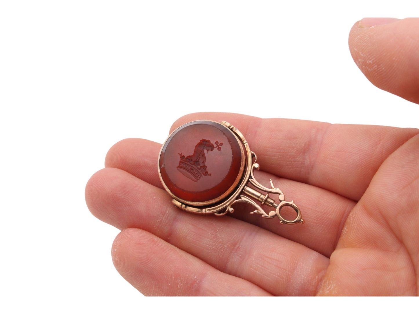 Antique 9ct Gold Intaglio Griffin Crest Pendant Seal