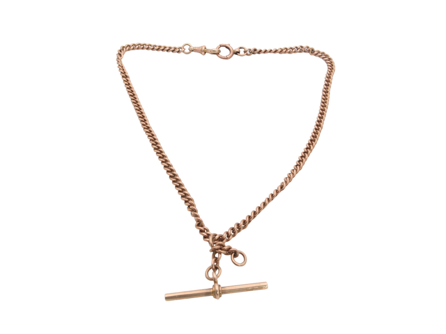 Antique 9ct Rose Gold Double Albert Watch Chain Necklace, 14.75"