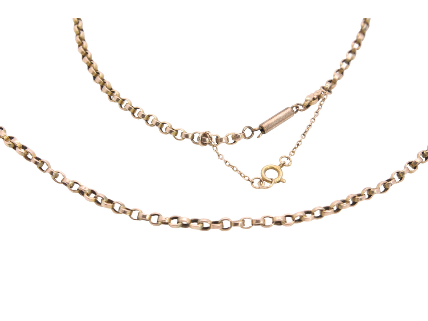 Antique 9ct Gold Belcher Link Necklace, 26"
