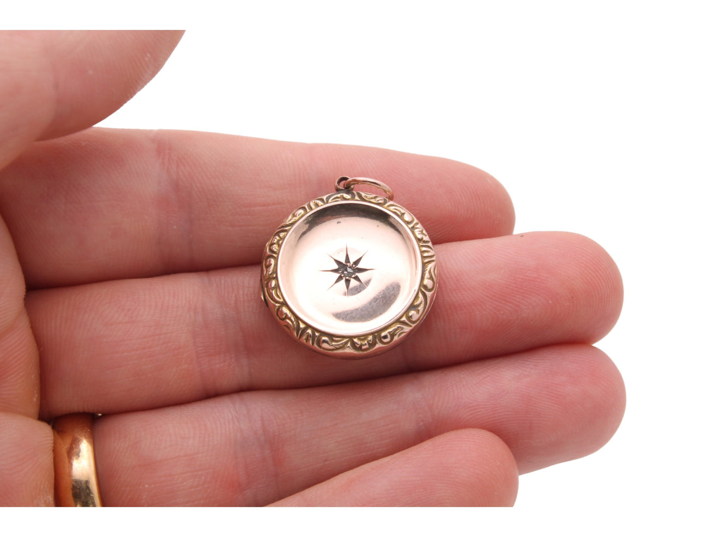 Antique 9ct Gold Back & Front Diamond Locket