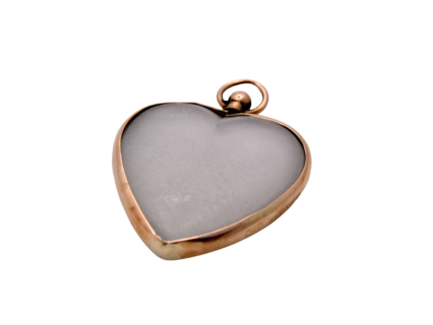 Antique 9ct Gold Heart Shaped Open Glass Locket Pendant