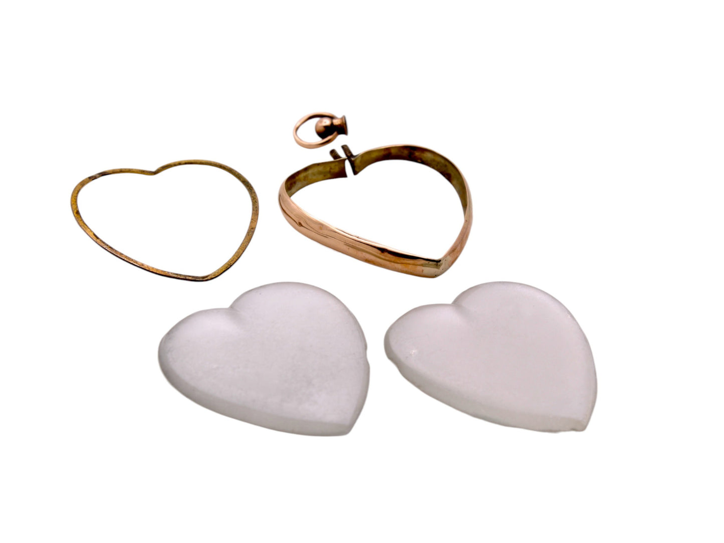 Antique 9ct Gold Heart Shaped Open Glass Locket Pendant