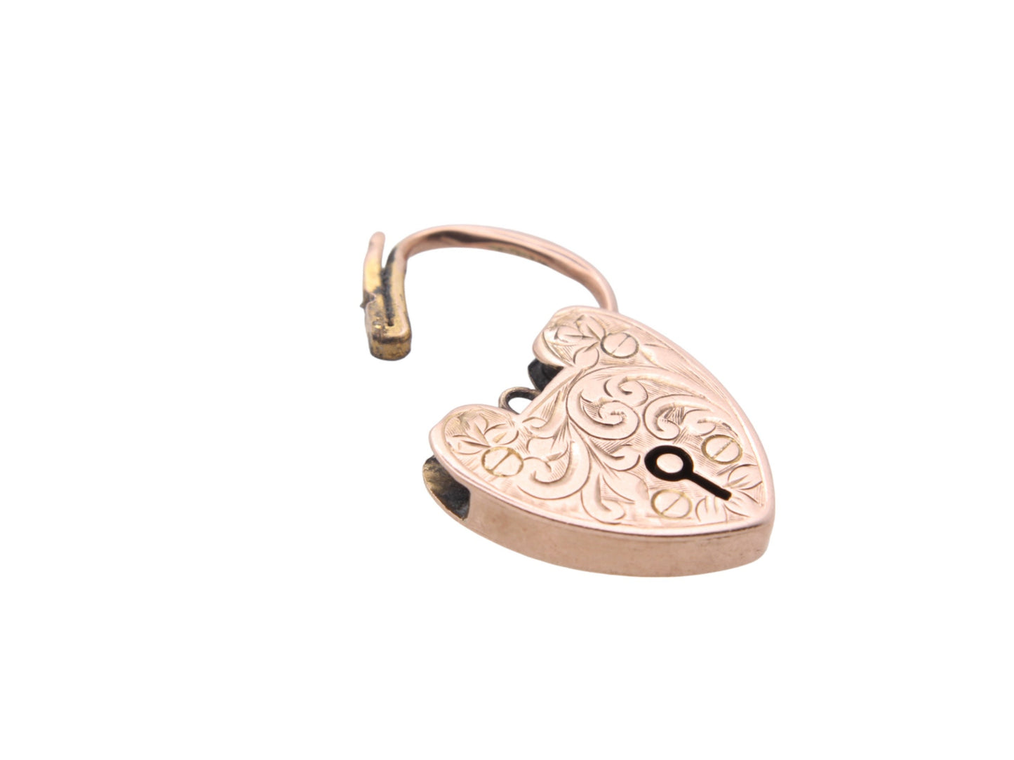 Antique 9ct Gold Engraved Padlock Pendant