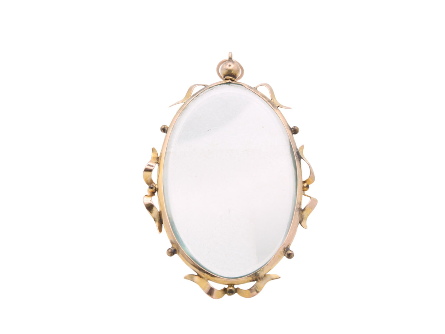 Antique Edwardian 9ct Gold Glass Locket Pendant
