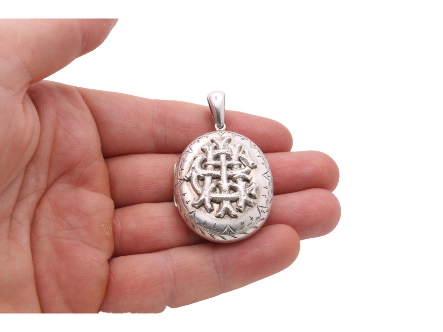 Antique Victorian Silver Amity Eternity Infinity Locket