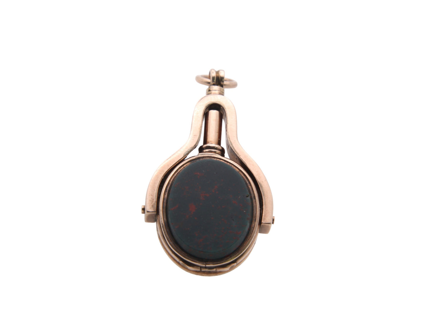 Antique 9ct Gold Bloodstone Lilac Agate Watch Key Pendant With Hidden Locket