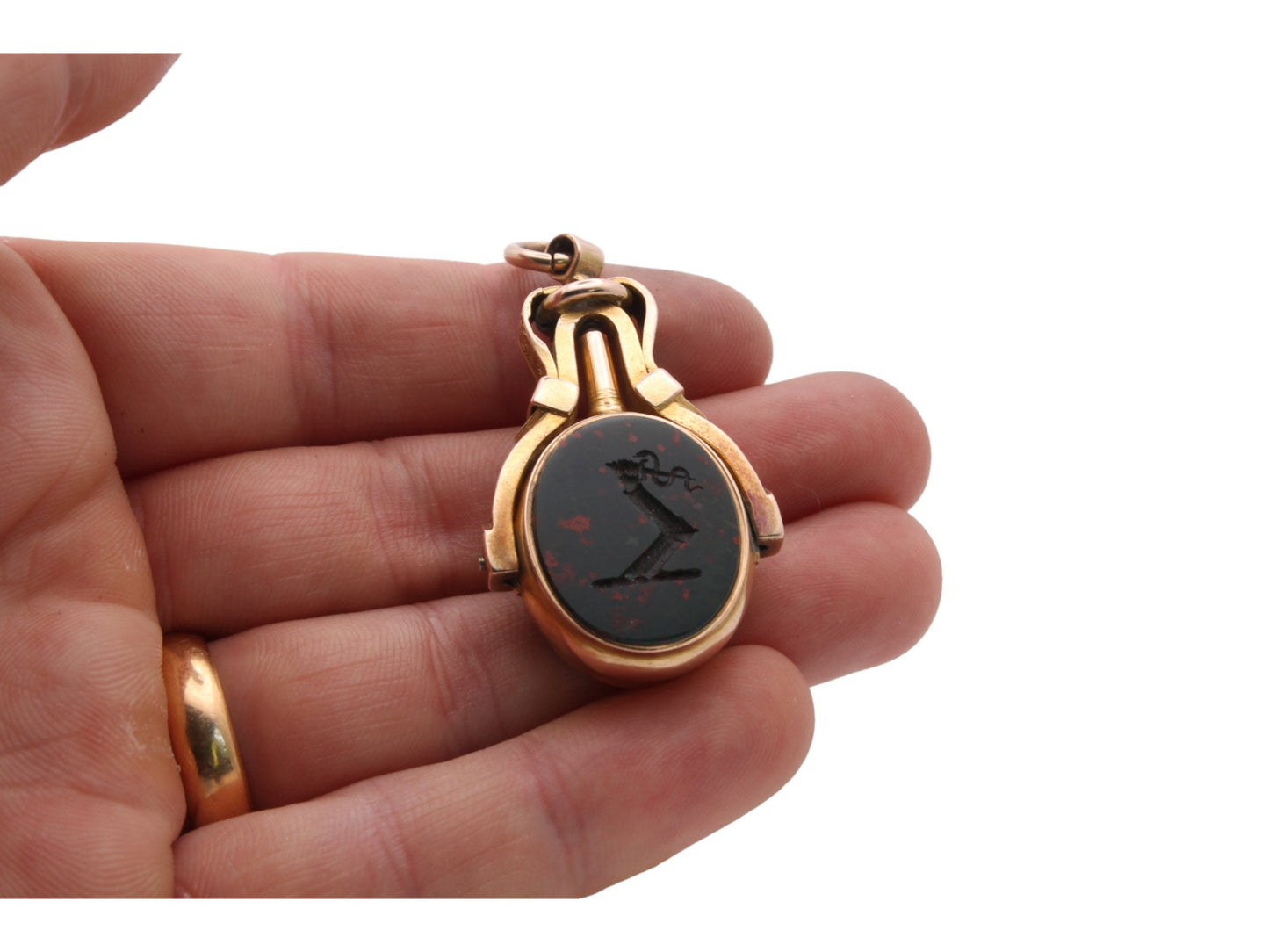 Antique 15ct Gold Carnelian Bloodstone Intaglio Watch Key, Hidden Locket