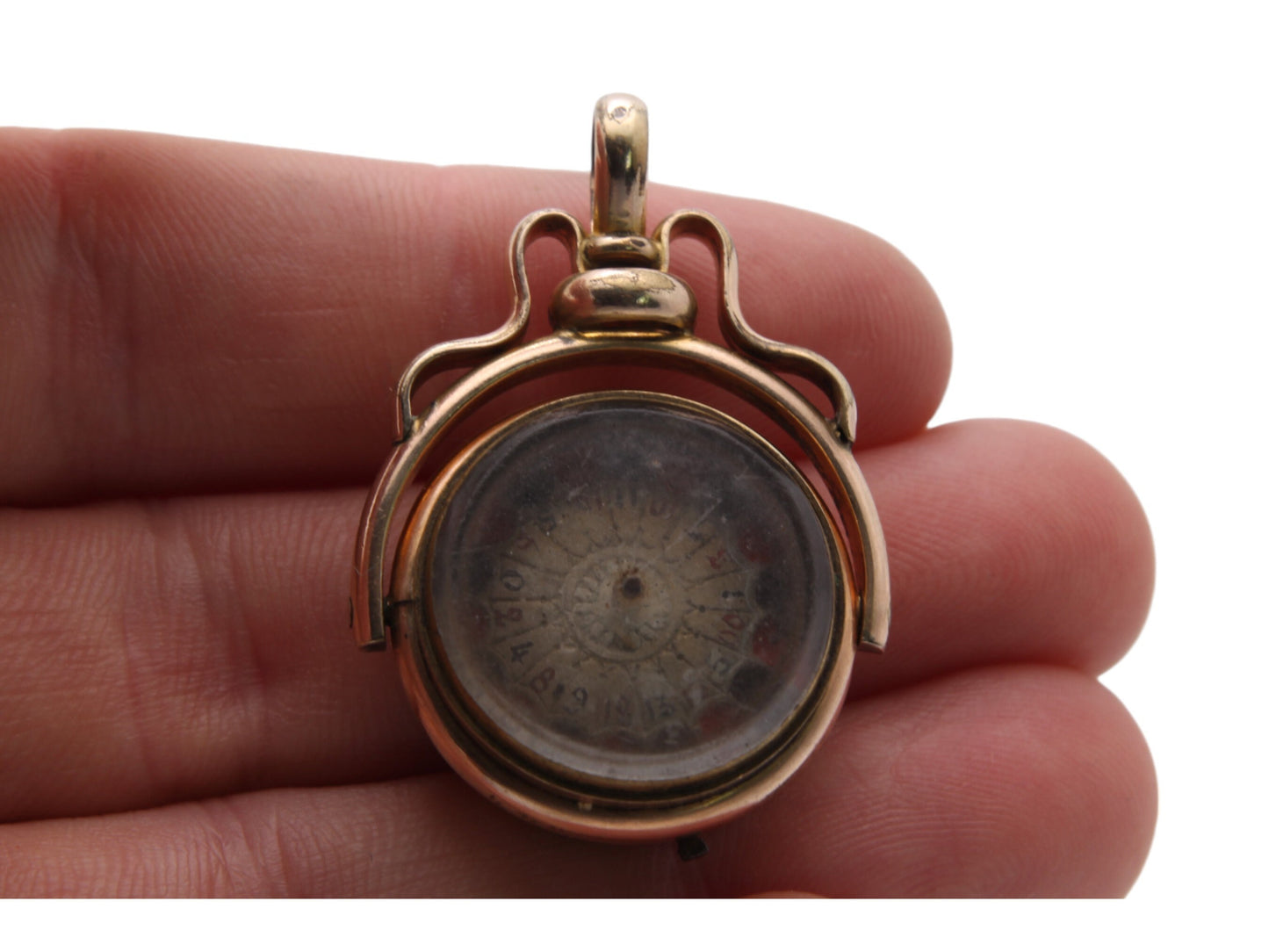 Antique 9ct Rolled Gold Movable Roulette Spinner Pendant