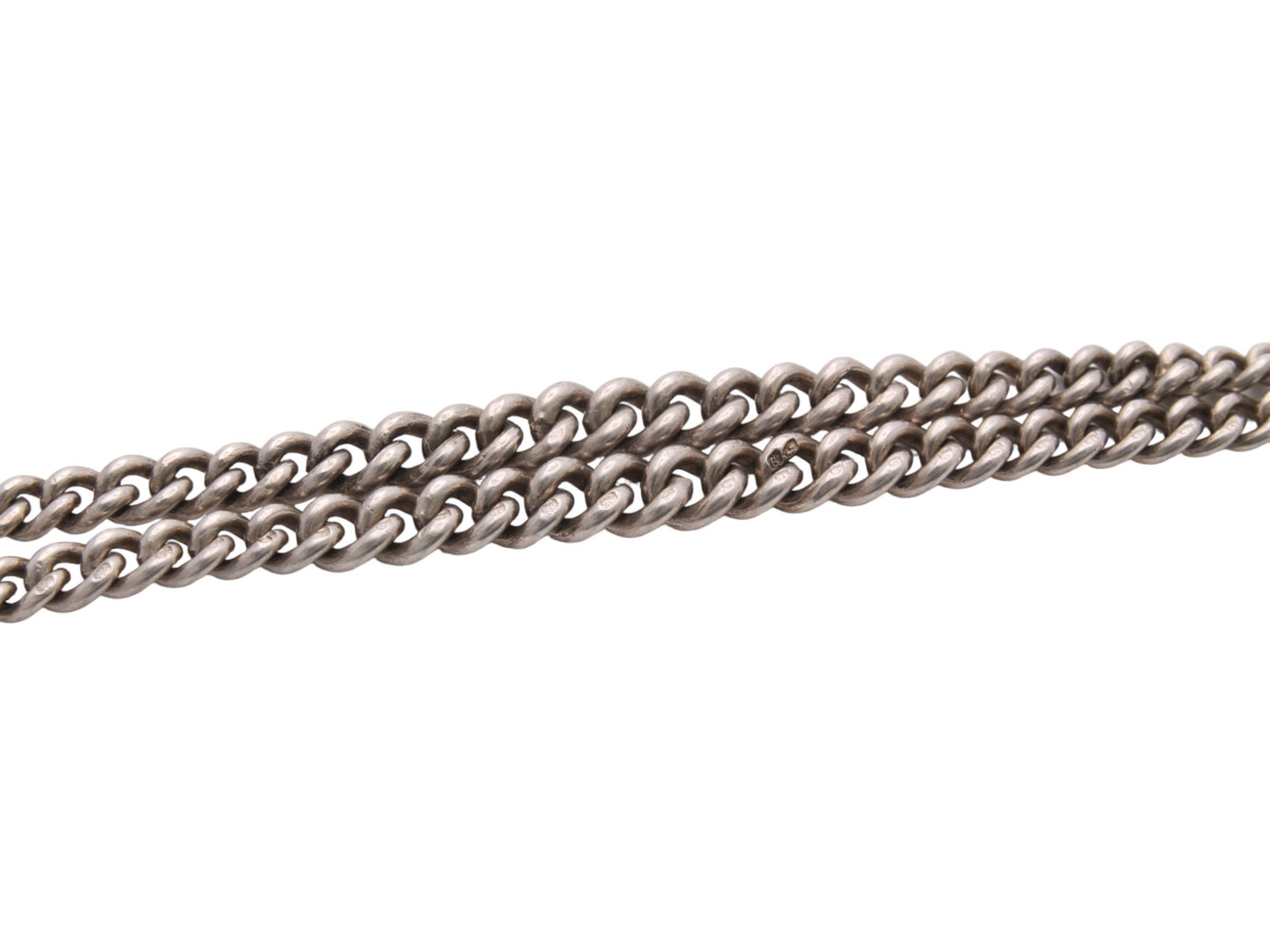 Antique Sterling Silver Double Albert Graduated Chain, 13.25"