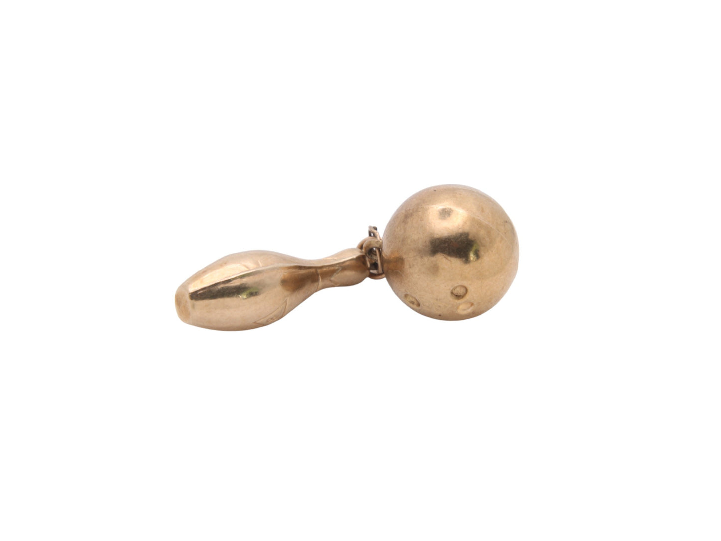 Vintage 9ct Gold Bowling Ball & Pin Charm