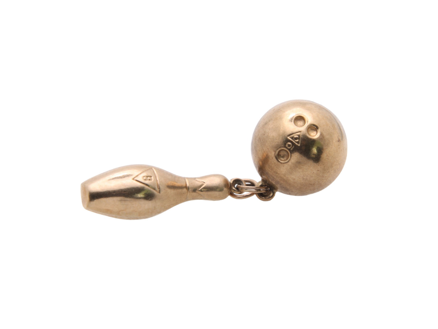 Vintage 9ct Gold Bowling Ball & Pin Charm