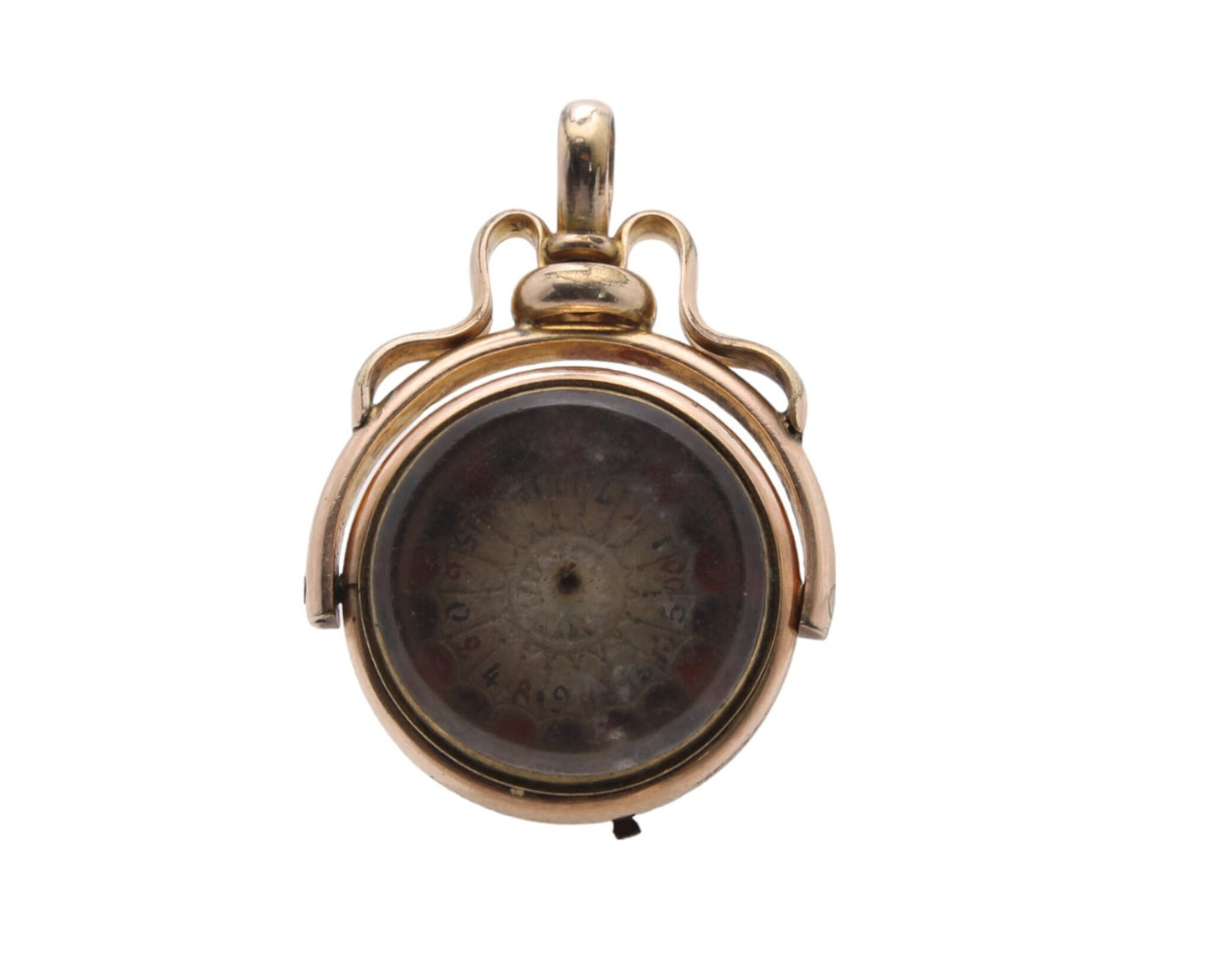 Antique-9ct-Rolled-Gold-Movable-Roulette-Spinner-Pendant
