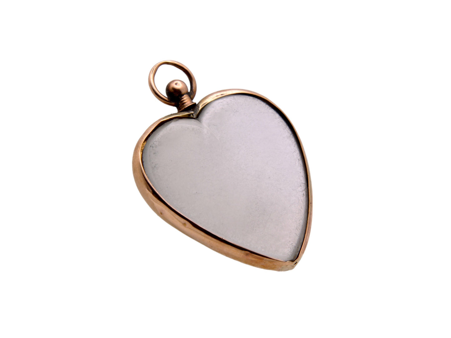 Antique 9ct Gold Heart Shaped Open Glass Locket Pendant
