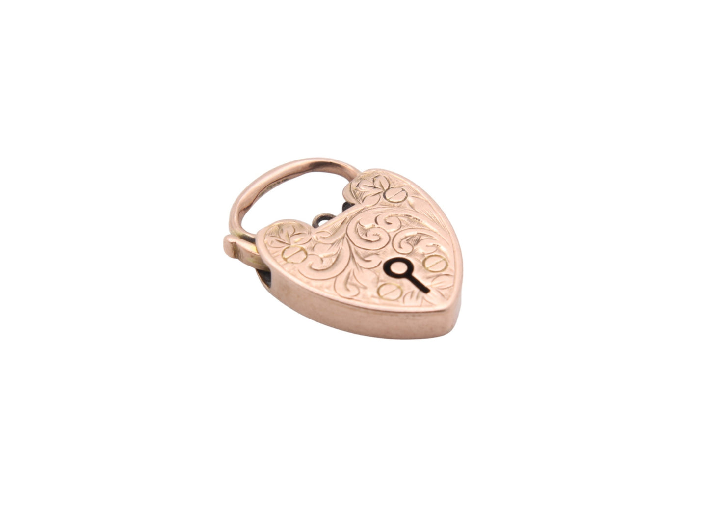 Antique 9ct Gold Engraved Padlock Pendant