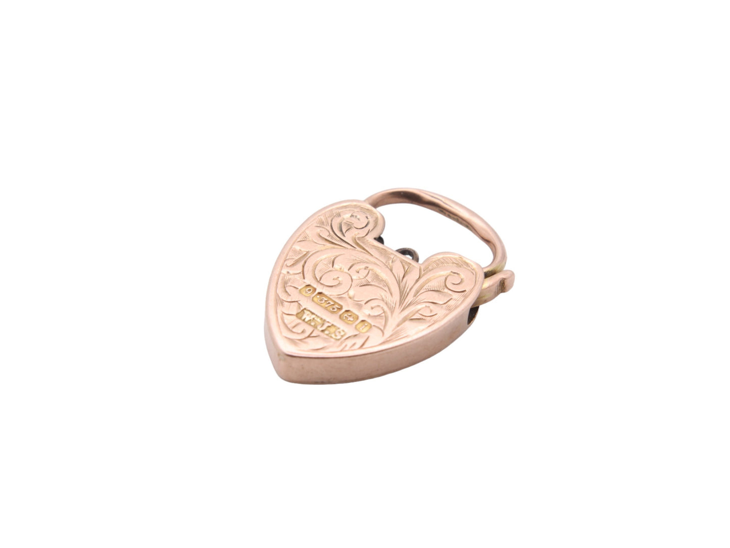 Antique 9ct Gold Engraved Padlock Pendant