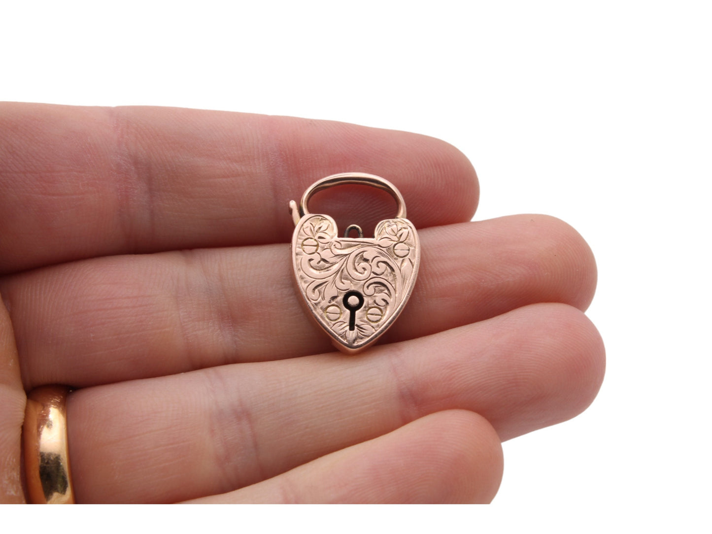 Antique 9ct Gold Engraved Padlock Pendant