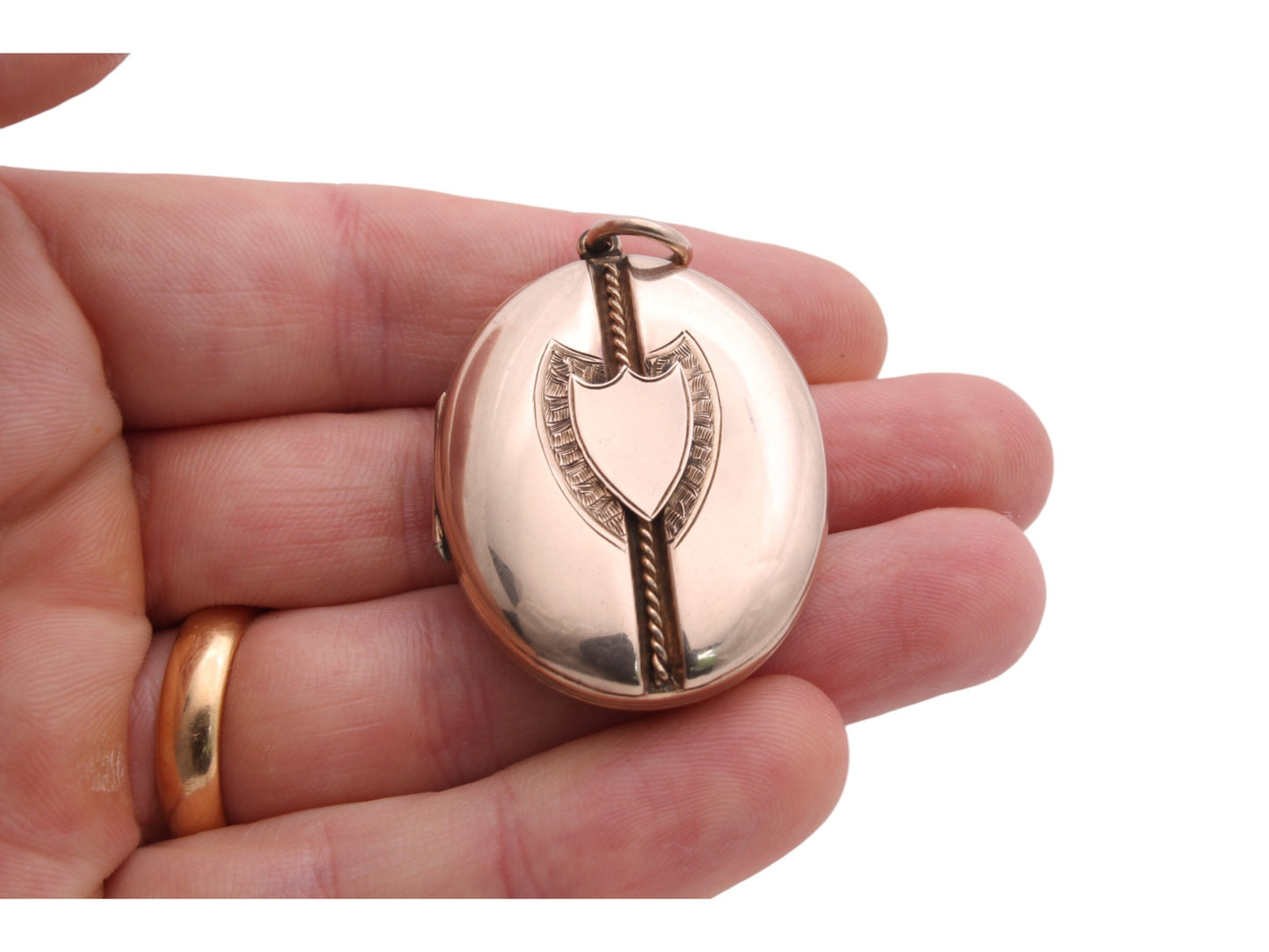 Antique 9ct Gold Oval Shield Locket