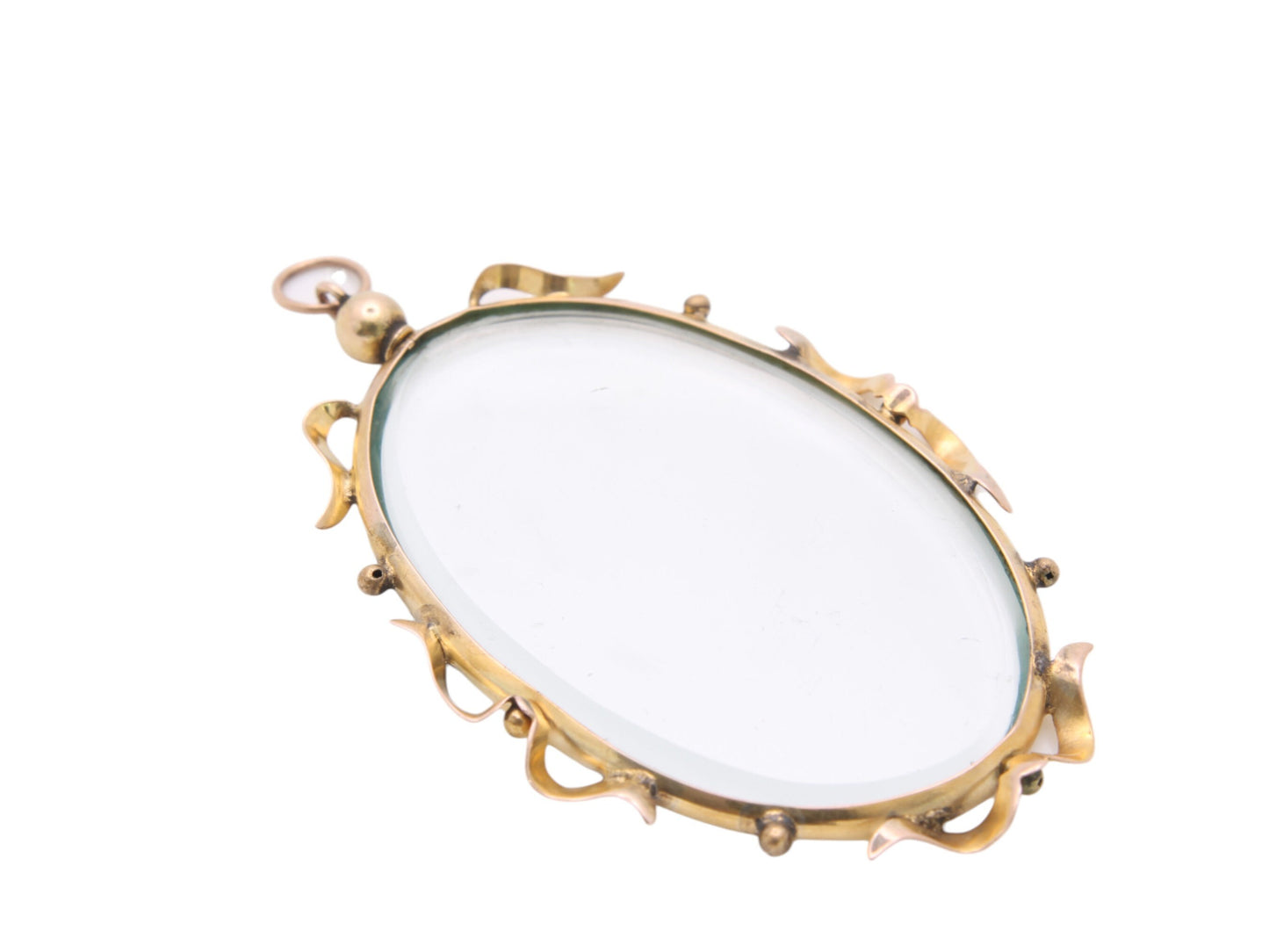 Antique Edwardian 9ct Gold Glass Locket Pendant