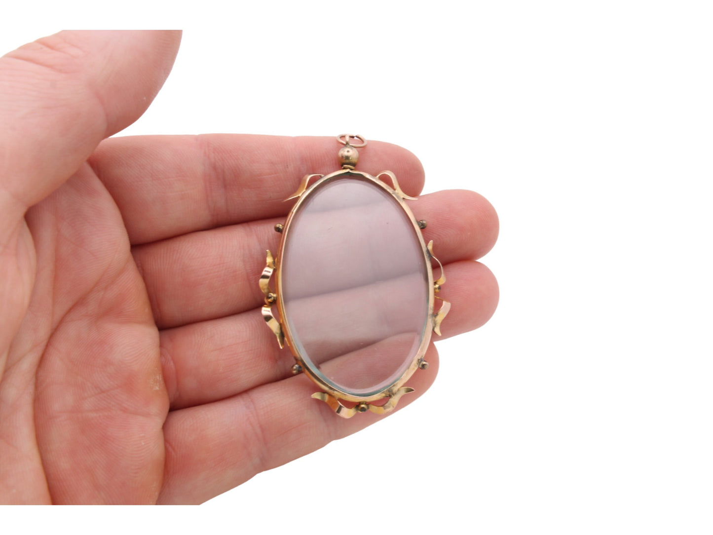 Antique Edwardian 9ct Gold Glass Locket Pendant