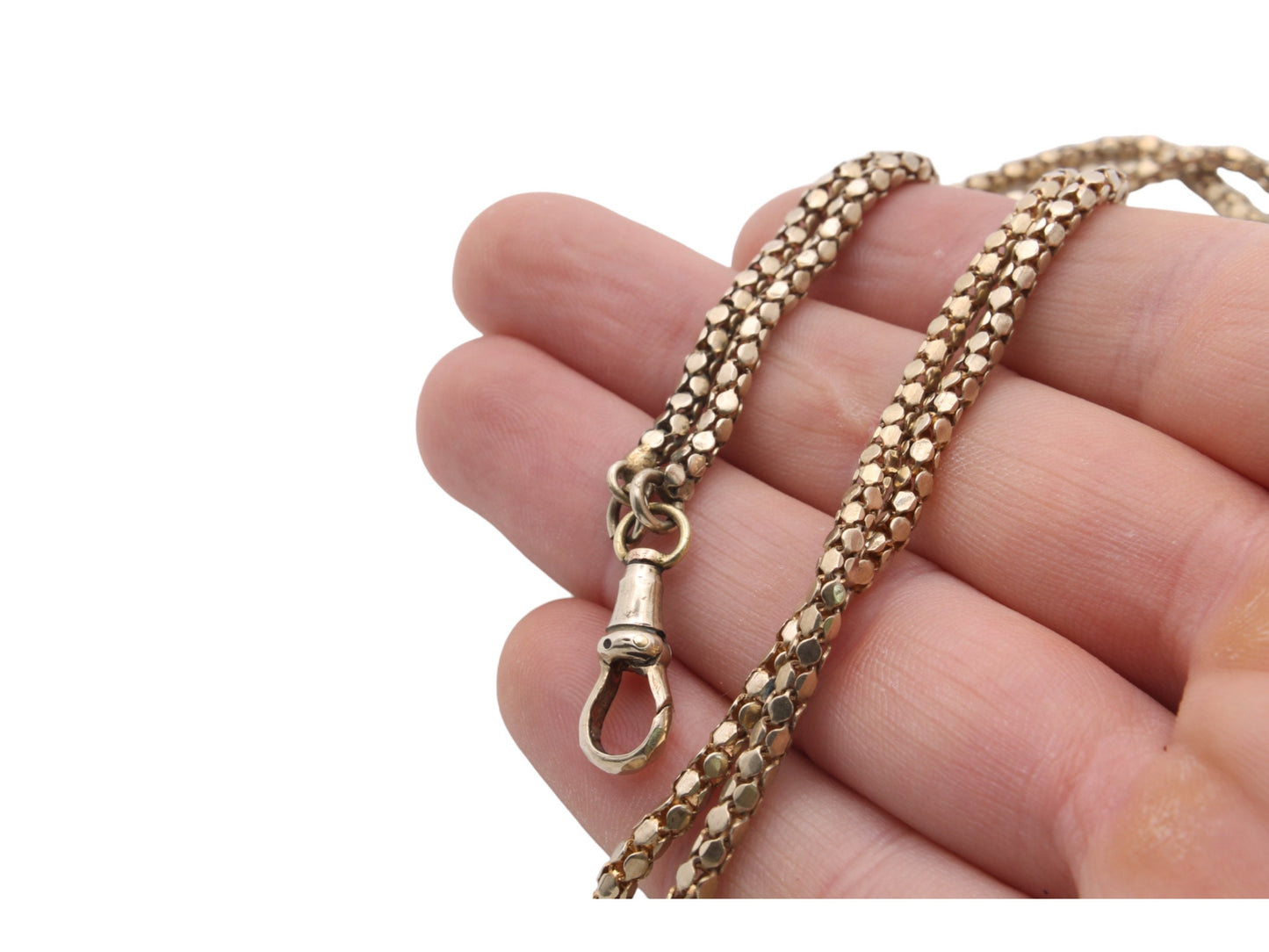 Antique 9ct Rolled Gold Long Guard Box Link Chain 56"
