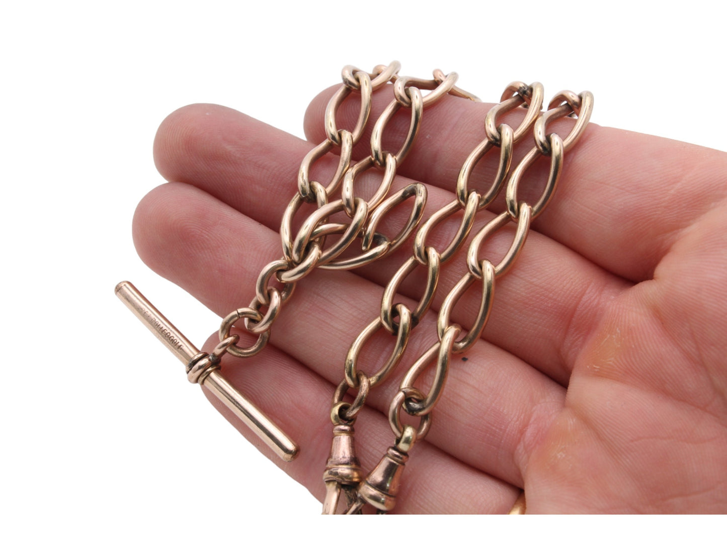 Antique 12ct Rolled Gold Double Albert Chain Necklace