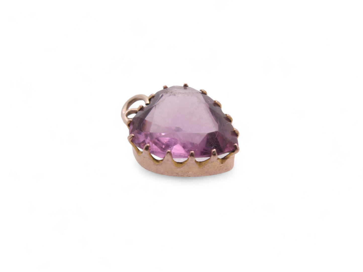 Antique 9ct Gold Amethyst Heart Pendant