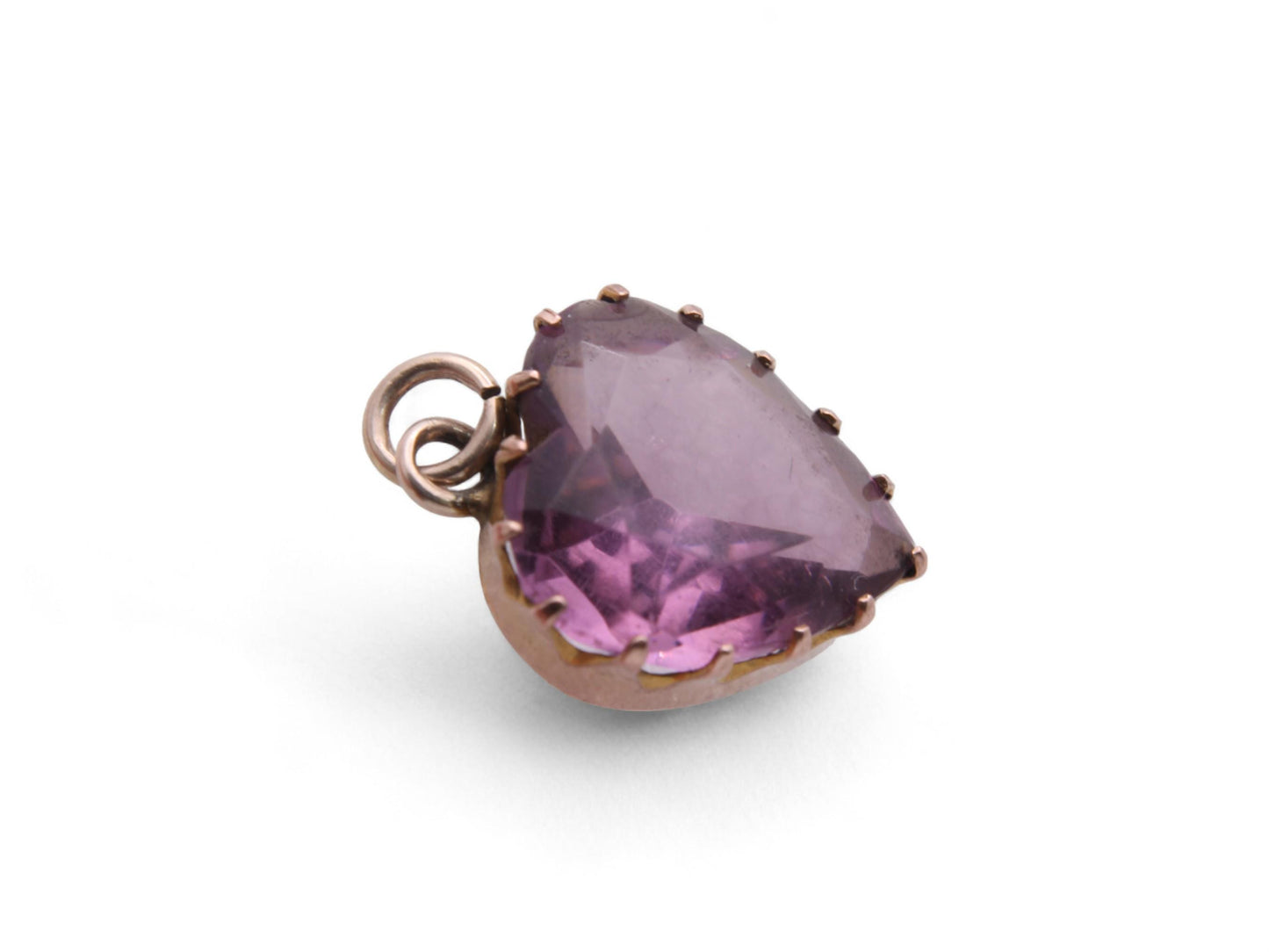 Antique 9ct Gold Amethyst Heart Pendant