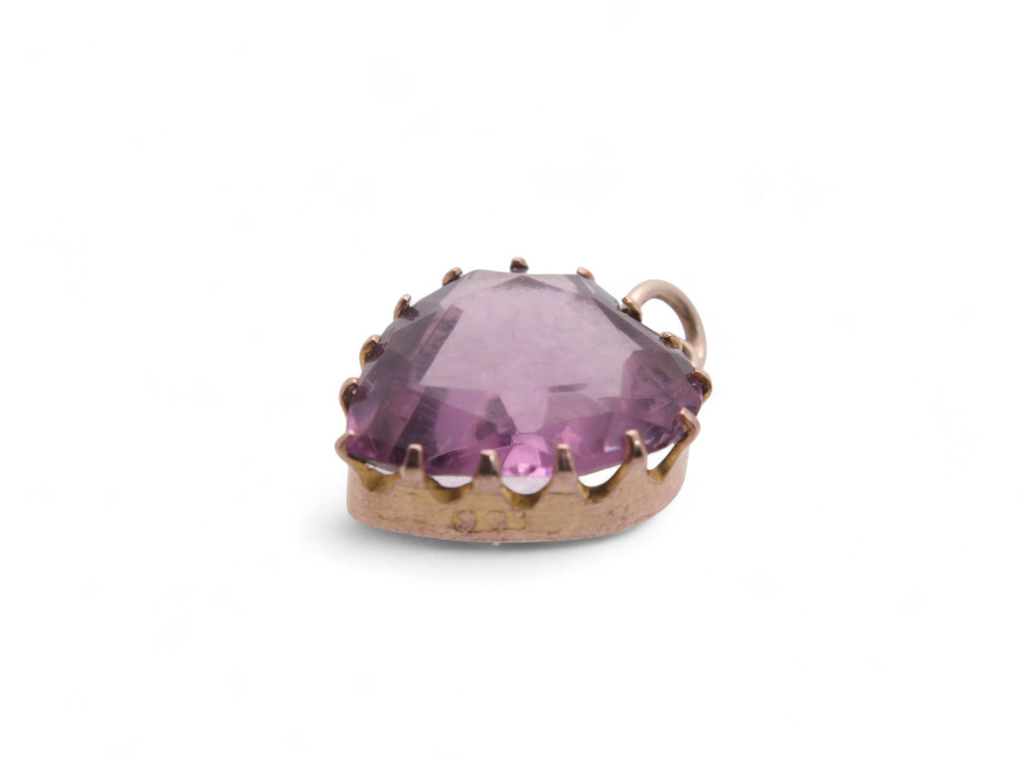Antique 9ct Gold Amethyst Heart Pendant