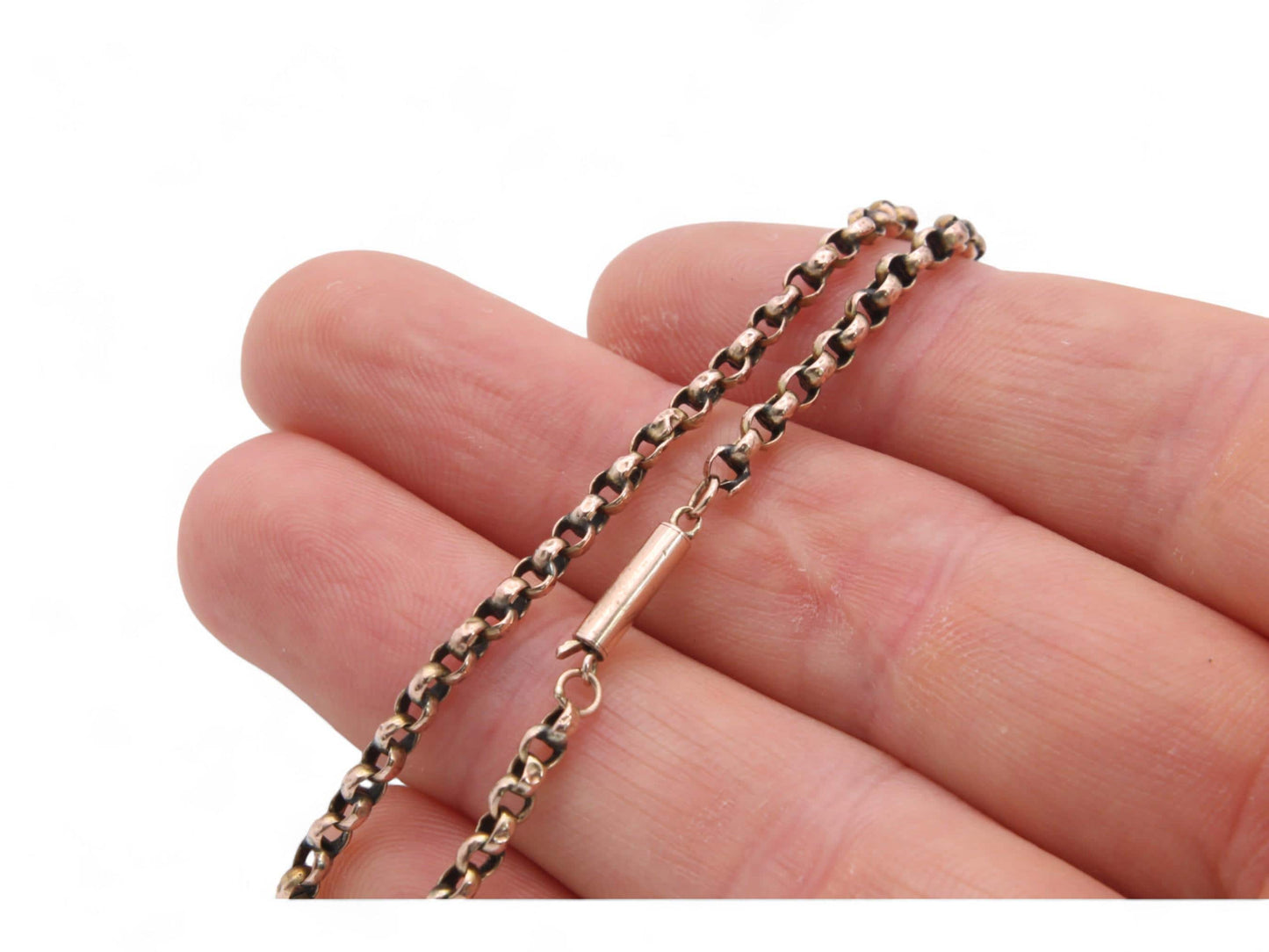 Antique 9ct Gold Belcher Link Necklace, 17"