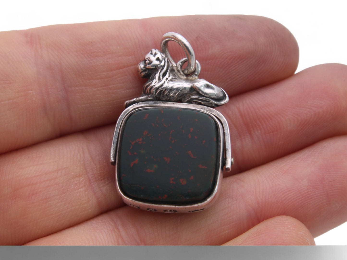Antique Silver Lion Mounted Spinner Pendant, 1876