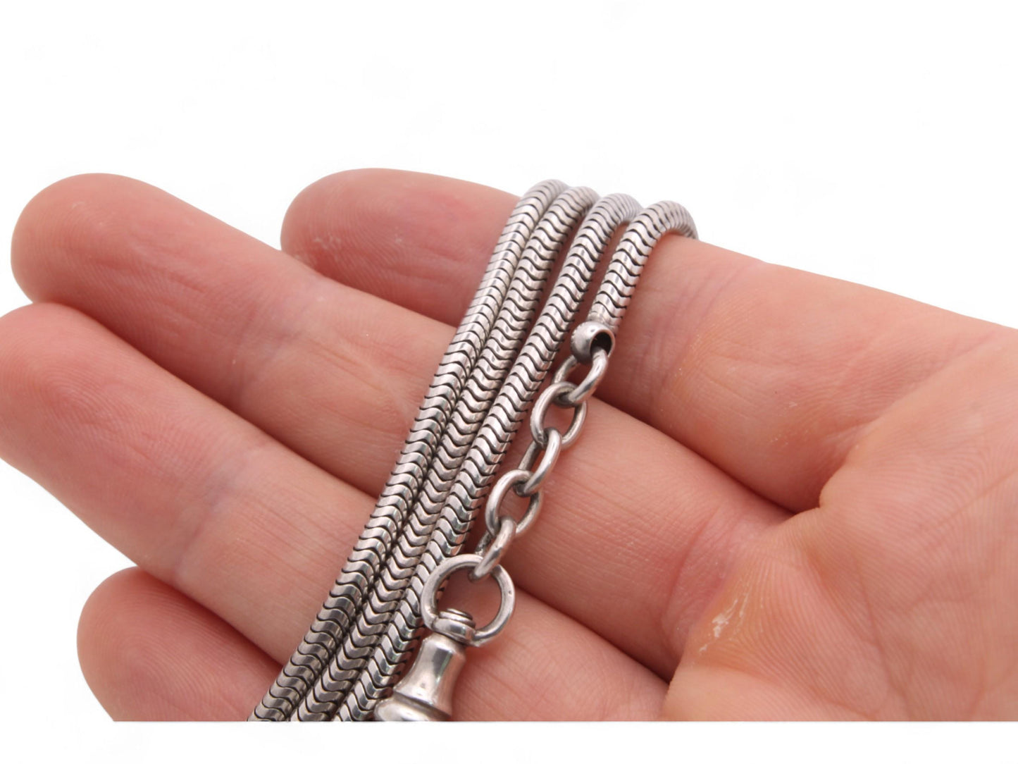 Antique Sterling Silver Long Guard Snake Link, 65g