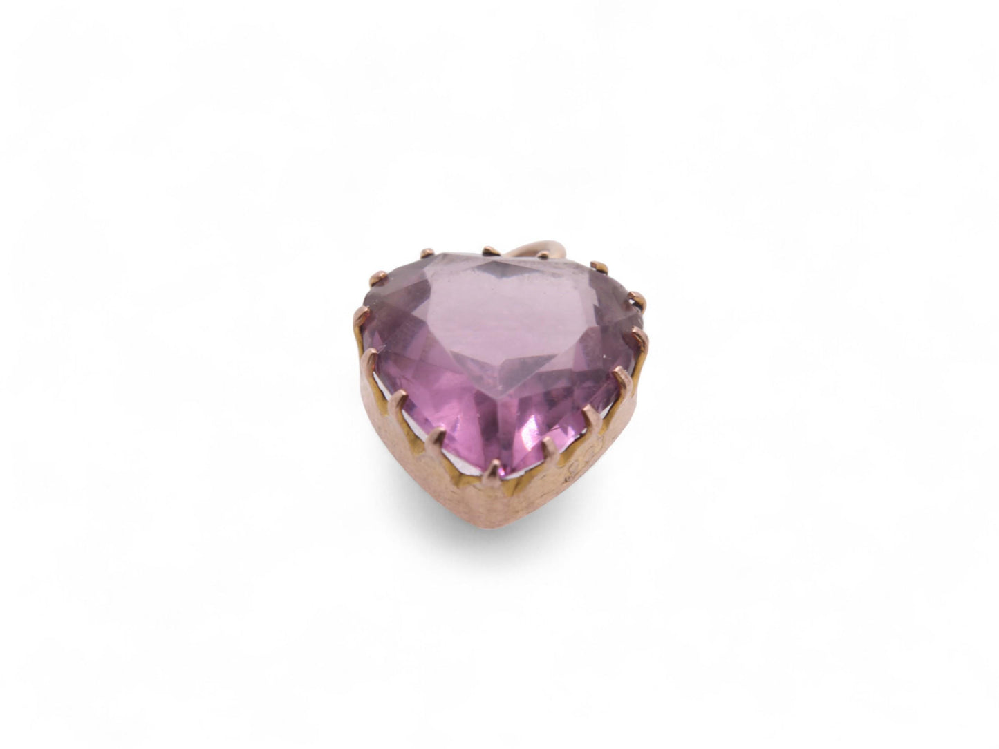 Antique 9ct Gold Amethyst Heart Pendant