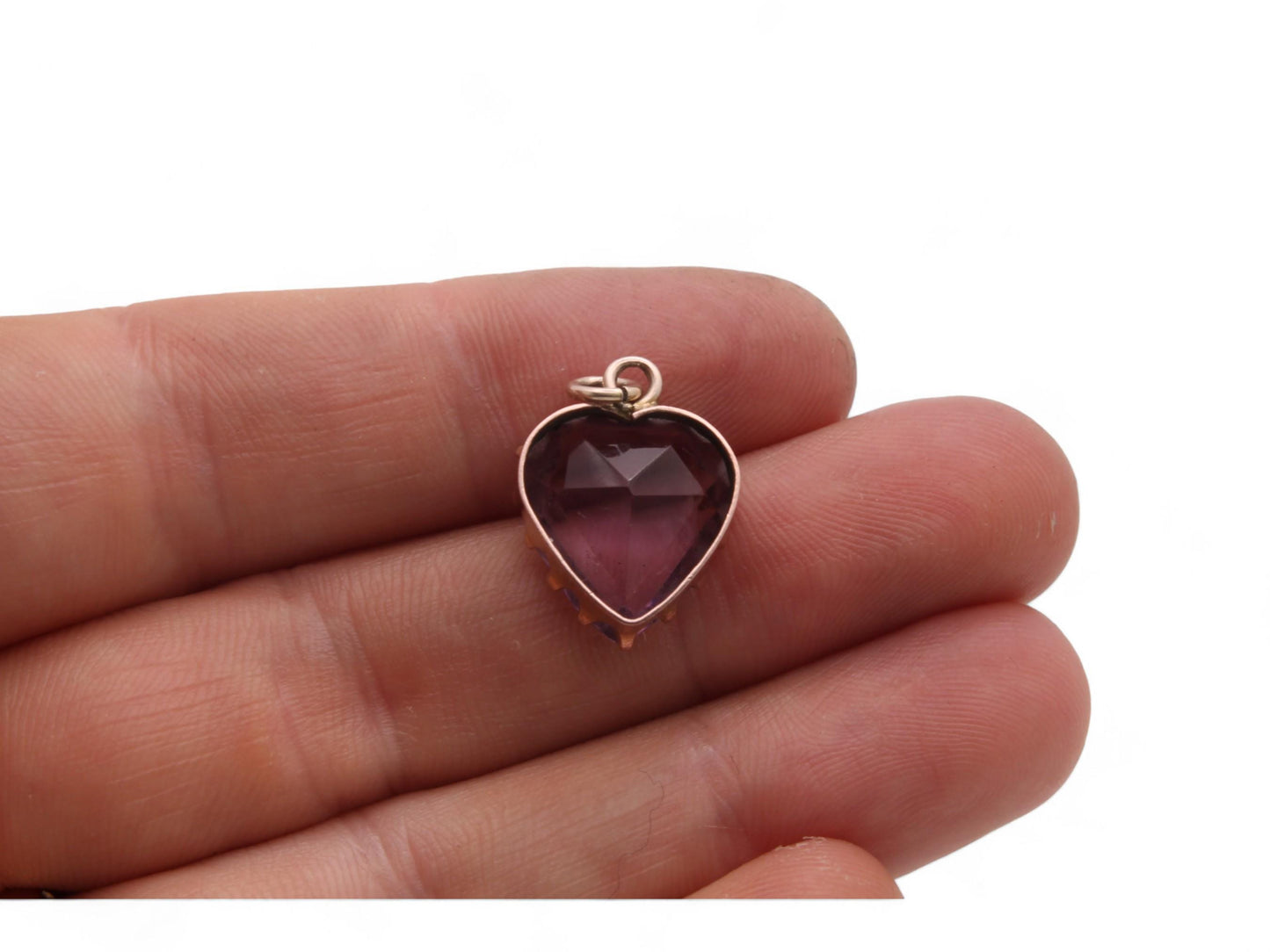 Antique 9ct Gold Amethyst Heart Pendant