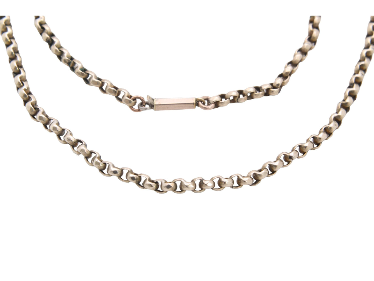 Antique 9ct Yellow Gold Faceted Belcher Link Necklace, 16"