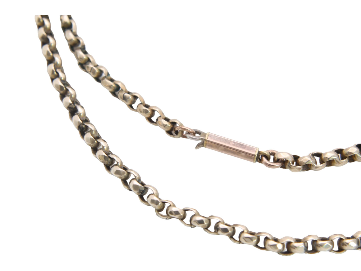 Antique 9ct Yellow Gold Faceted Belcher Link Necklace, 16"