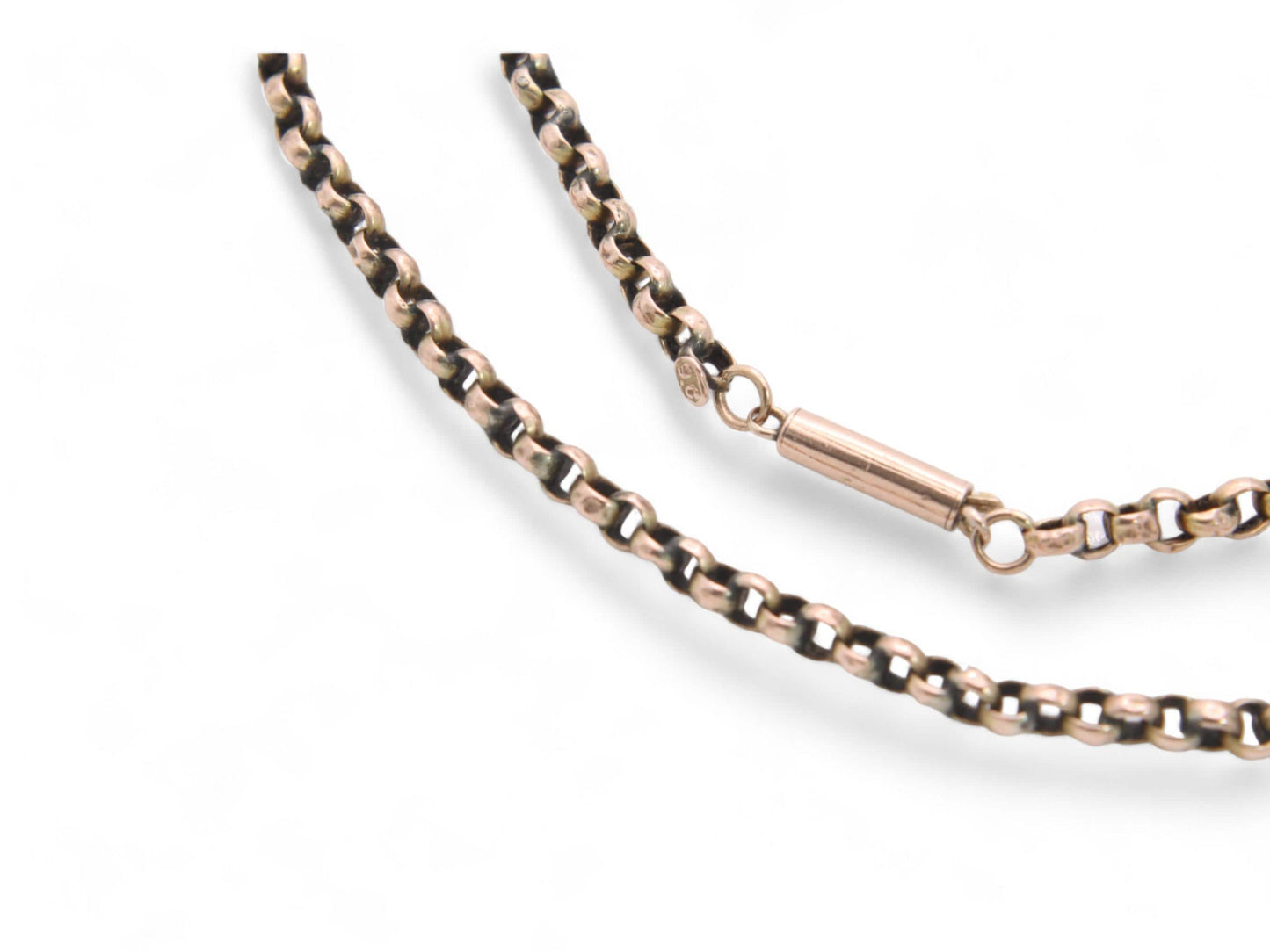 Antique 9ct Gold Belcher Link Necklace, 17"