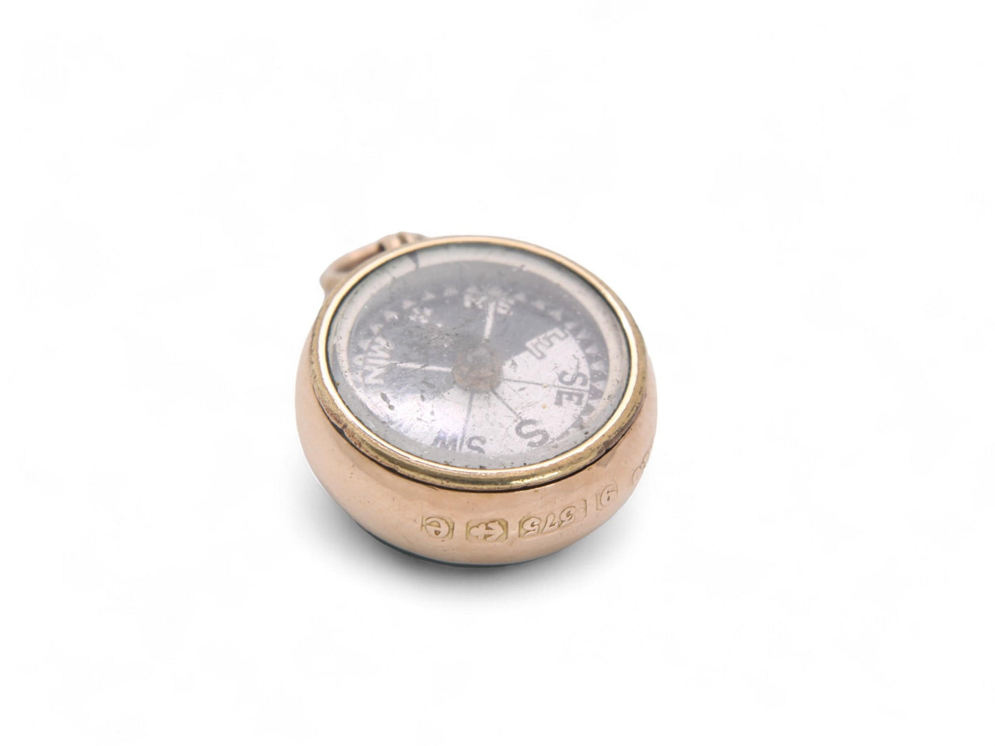 Antique 9ct Gold Bloodstone Compass Pendant Fob