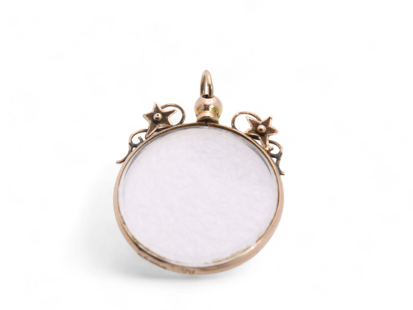 Antique Edwardian 9ct Gold Ivy Glass Locket Pendant