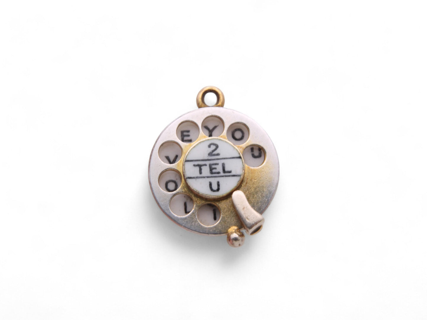 Vintage 9ct Gold 'I Love You' Moving Telephone Dial Charm