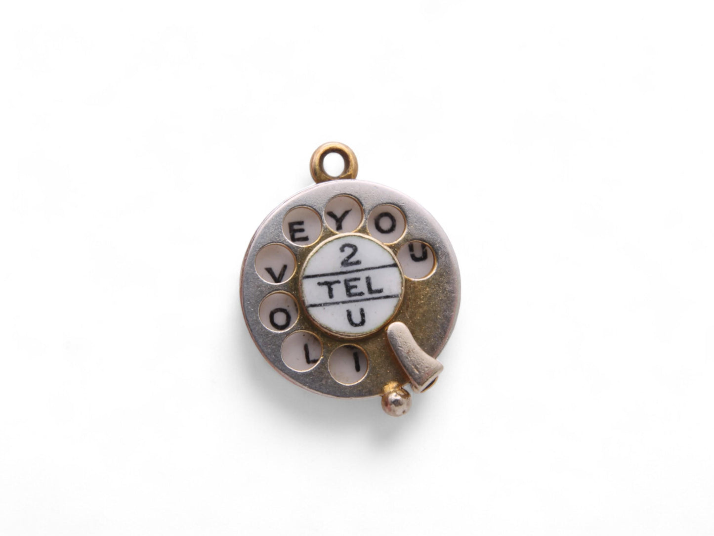 Vintage 9ct Gold 'I Love You' Moving Telephone Dial Charm